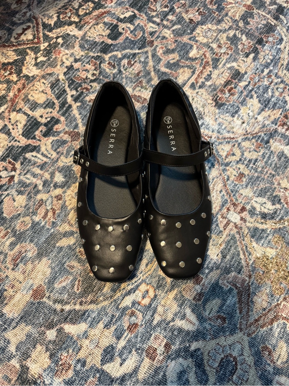 Serra Black Studded Mary Jane Shoes